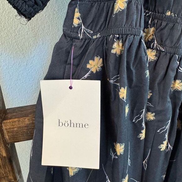 NWT Bohme Black Floral Rebekah Midi Dress - Picture 7 of 9